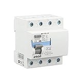 POPP® Electric Interruptor diferencial industrial TIPO AC corriente residual alterna 4 Polo 25A 30mA miliamperios SERIE MSL8 (3P+N, 25A 30mA)