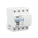 POPP® Electric Interruptor diferencial industrial TIPO AC corriente residual alterna 4 Polo 40mA 30mA SERIE MSL8 (3P+N, 40A 30mA)