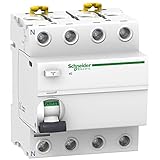 Schneider Electric A9R14491 Interruptor diferencial iID, 4P, 100A, 300mA, clase AC de la gama Acti9, Blanco